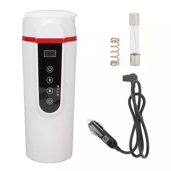 Электрический подогреваемый термос для бутылок с контролем температуры из нержавеющей стали, умная автомобильная кружка с подогревом, 500 мл, белый белый