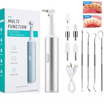 Электрический полировщик зубов, зубной скалер, средство для удаления пятен, налета и зубного камня со светодиодной подсветкой, зубная щетка для взрослых, инструменты для чистки зубов