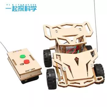 Электрический полноприводный обучающий материал Машина с дистанционным управлением Материалы для ручной сборки Модель своими руками Детский научный эксперимент Гаджет древесина