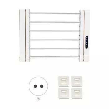 Электрический полотенцесушитель, 6 стержней, настенный полотенцесушитель с 8 светодиодами фиолетового света, 58 Вт, IPX1 EU Plug белый