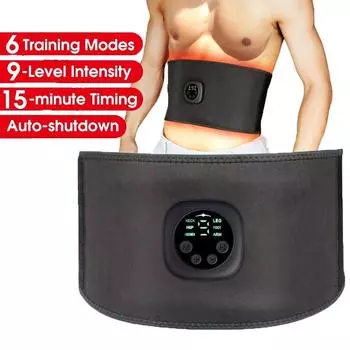 Электрический пояс для похудения EMS, массажер для талии, фитнес-стимулятор мышц, похудение, фитнес-вибрационный массажер, тренажер для сжигания жира чёрный