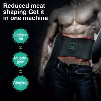 Электрический пояс для тонуса живота, стимулятор мышц EMS, фитнес-наклейка, подогрев, теплый пояс для живота, графен, потеря веса чёрный