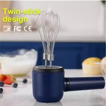 Электрический портативный блендер, миксер, кухонные принадлежности, вспениватель молока, венчик для взбивания яиц, миксер для выпечки тортов, ручной миксер, кухонные комбайны, набор синий