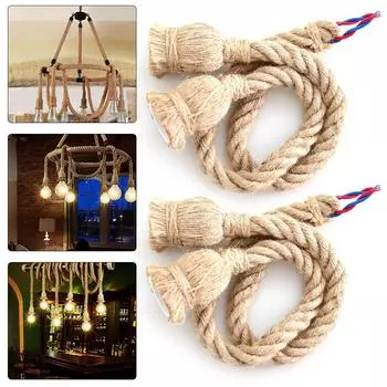 Электрический провод из пеньковой веревки длиной 3,28 фута для подвесного светильника с лампой DIY E27 (Двойной голов)