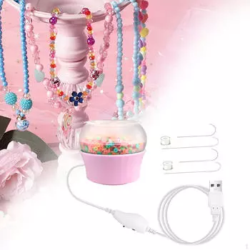 Электрический прядильщик для бисера, инструменты для нанизывания чаши, бисероплетительная машина, изготовление USB-ниточных бусин для розовый