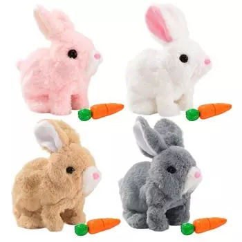 Электрический прыгающий кролик, пасхальный кролик, игрушечные кролики, которые могут ходить и говорить, в подарок розовый