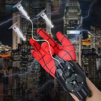 Электрический пусковой механизм Yousheng для паутины с присосками для перчаток, магнитами, отверткой, перезаряжаемый детский нитестрел, игрушка для метания паутины, подарок киноманам чёрный