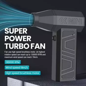 Электрический пылесос с зарядкой типа C, чистящий инструмент, 3 передачи, регулируемый портативный турбореактивный пылесос, вентилятор, автомобильные аксессуары, снегоочиститель для автомобиля чёрный