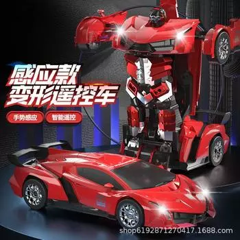 Электрический радиоуправляемый автомобиль 2 в 1, роботы-трансформеры, модель спортивного автомобиля, роботы, игрушки для мальчиков, крутые радиоуправляемые деформационные машинки, детские игрушки, подарки 1 красный