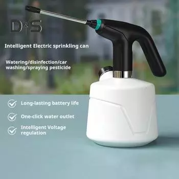 Электрический распылитель 2 л, перезаряжаемый через USB садовый распылитель с регулируемой насадкой, многофункциональный распылитель с индикатором заряда батареи для полива черный белый