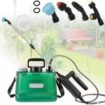 Электрический распылитель 5/8 л 2000 мАч, аккумуляторный распылитель высокого давления с 4 насадками для инструментов для полива газонов и сада, НОВЫЙ