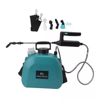 Электрический распылитель 8 л с противоскользящей ручкой, аккумулятором 2000 мАч, с плечевым ремнем для зелёный