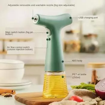 Электрический распылитель для оливкового масла, зарядка через USB, креативная банка для соевого соуса, бутылка для хранения уксуса для барбекю, кухонный распылитель масла чёрный
