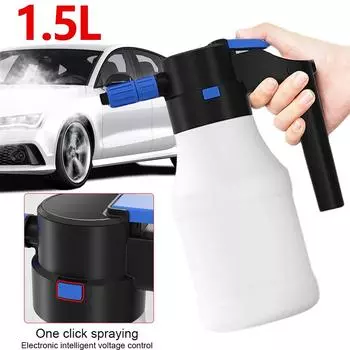 Электрический распылитель пены 1,5 л, пена для мытья автомобиля, 30 мин., лейка с USB-перезаряжаемым кислотно-щелочным антикоррозионным пенным очистителем