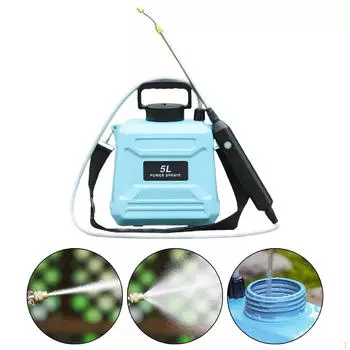 Электрический распылитель с перезаряжаемой ручкой, регулируемой насадкой, выдвижной трубкой для полива сада 5L Blue