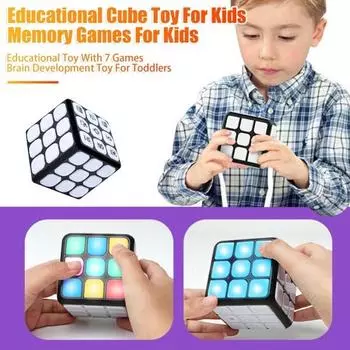 Электрический развивающий куб с легкой музыкой, 7 режимов, тренировка внимания, головоломка, интерактивный куб со светящимися игрушками, подарок для малышей, мальчиков и девочек
