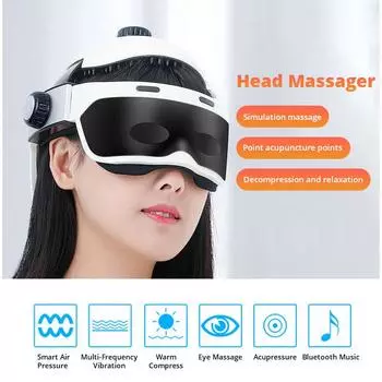 Электрический регулируемый массажер для кожи головы, вибрационный разминающий массажный шлем, долговечный домашний многофункциональный массажер для головы и глаз белый