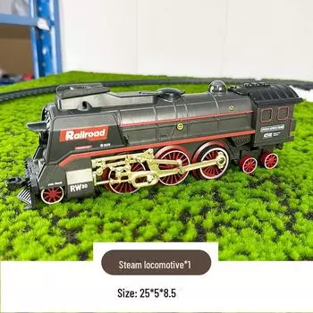 Электрический ретро-поезд с рельсами и аксессуарами для мальчиков