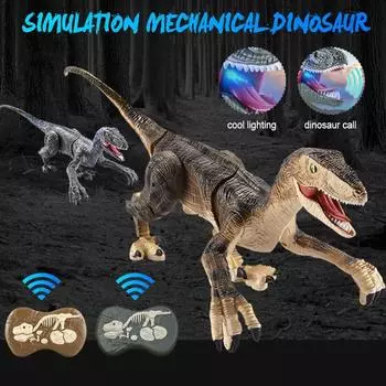 Электрический робот-динозавр, 46 см, 2,4 г, игрушки с дистанционным управлением, большие динозавры, звуковой свет, игрушка, игрушки для прогулок с животными для детей, мальчиков синий