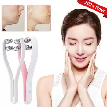 Электрический роликовый массажер для похудения лица, двойной массажный пояс, форма кожи, V-образный лифтинг, подтяжка лица, подбородок Z2a0