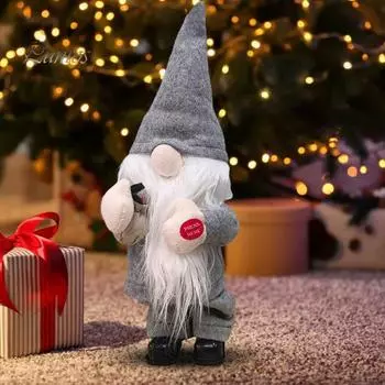 Электрический рождественский гном, игрушка на батарейках, танцующая, поющая, плюшевая, безликая, карликовая, эльфийская кукла, украшение для рабочего стола, украшение для вечеринки серый