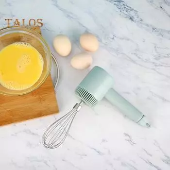 Электрический ручной миксер для взбивания яиц, 3 скорости, зарядка через USB-C, блендер для теста, эргономичный дизайн, портативный кухонный блендер для взбивания яиц белый
