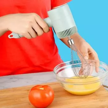 Электрический ручной миксер для взбивания яиц, 3 скорости, зарядка через USB-C, блендер для теста, эргономичный дизайн, портативный кухонный блендер для взбивания яиц белый