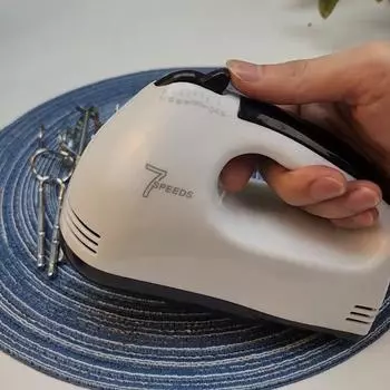 Электрический ручной миксер с 15 двигателями, стандарт ЕС 220 В, 7-скоростные венчики из нержавеющей стали, простая очистка, компактный инструмент для выпечки белый