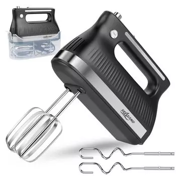 Электрический ручной миксер SEASAND с венчиком, 5 скоростей, функция Boost, футляр для хранения, скорость/турбо (черный)