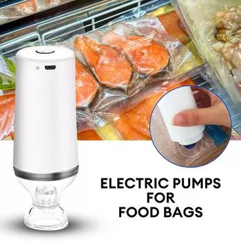 Электрический ручной вакуумный упаковщик с насосом для многоразового использования Вакуумные пищевые принадлежнсти для хранения Кухонные принадлежности USB-аккумуляторные вакуумные упаковщики пищевых продуктов белый