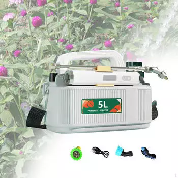 Электрический садовый опрыскиватель 5 л телескопическая штанга регулируемая насадка сельскохозяйственный дозатор воды белый