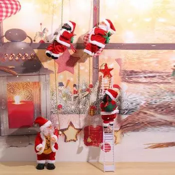 Электрический Санта-Клаус, альпинистская кукла на батарейках, поднимается и спускается, украшение на рождественскую елку, праздничные принадлежности для рождественских вечеринок, домашний декор D
