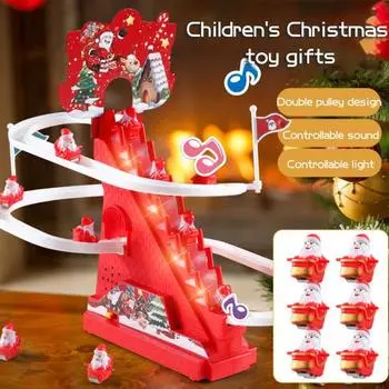 Электрический Санта-Клаус, игрушка для скалолазания со светодиодной подсветкой и музыкой, рождественский отец, автоматическая лестница, американские горки, скользящая игрушка для малышей, мальчиков и девочек, подарок