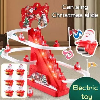 Электрический Санта-Клаус, игрушка для скалолазания со светодиодной подсветкой и музыкой, рождественский отец, автоматическая лестница, американские горки, скользящая игрушка для малышей, мальчиков и девочек, подарок A