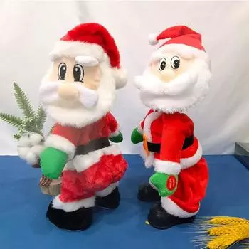 Электрический Санта-Клаус, игрушка на батарейках, трясущаяся попой, танцующая, поющая, плюшевая кукла Санта, настольное украшение, рождественский Санта-Клаус, украшение для вечеринки A