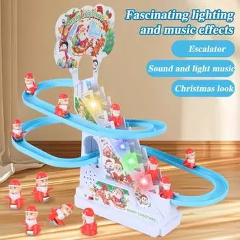 Электрический Санта-лестница, игрушка со светомузыкой, автоматическая рождественская гоночная игра для отцов 3pcs