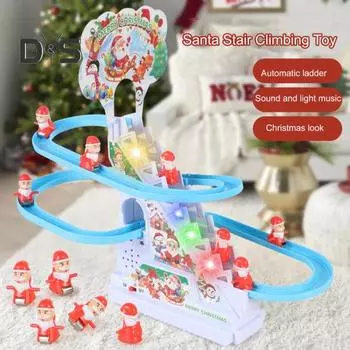 Электрический Санта-лестница игрушка со светомузыкой автоматический рождественский отец лестница американские горки скользящая дорожка игрушка для малышей мальчиков девочек 1 Set