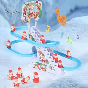 Электрический Санта-лестница, игрушка со световой музыкой, автоматическая рождественская гоночная игра для отца, американские горки, скользящая дорожка, игрушка для малышей, мальчиков и девочек, подарок 3pcs