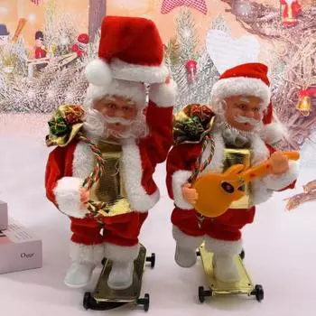 Электрический Санта-Орнамент Музыкальный Скейтборд Хорошие Детали Дисплей Украшение Витрины Мягкие Красочные Новогодние Украшения Для Вечеринки Кукла Орнамент Настольного Украшение A