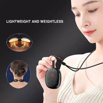 Электрический шейный массажер для шеи, подвеска с подогревом, интеллектуальная защита для шеи, массажер для плеч, импульсная подвеска для шеи, чтобы вытащить позвоночник чёрный