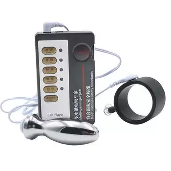 Электрический шокер Анальная пробка Кольцо для пениса Комбинация Хризантема Стимуляция заднего двора Мужская мастурбация Тренировка нижней части тела Секс-игрушки Взрослая игра Anal Plug