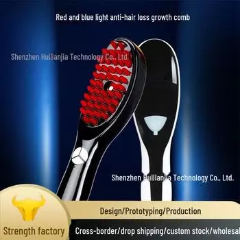 Электрический синий/красный свет массажная расческа для роста волос и аппликатор для кожи головы Massage comb чёрный
