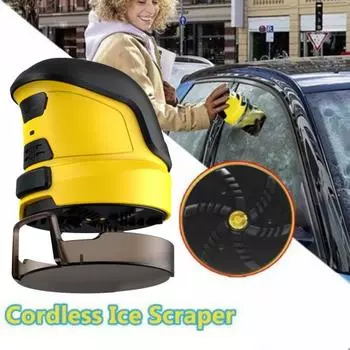 Электрический скребок для снега Yousheng с острыми лезвиями, не царапает автомобильное лобовое стекло, портативный аккумуляторный компактный скребок для льда на окнах чёрный