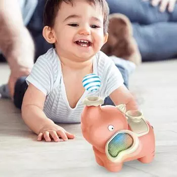 Электрический слон, надувной мяч, игрушка с музыкой, светодиодный светильник, распыляющий туман, шагающий слон, развивающая игрушка для малышей, ползающая игрушка для животных Standard розовый