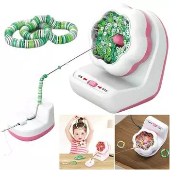 Электрический Спиннер для бисера, Многофункциональная машина для нанизывания бисера, Креативный автоматический Спиннер для бисера для браслетов, ожерелья, поясных цепочек 1 SET розовый