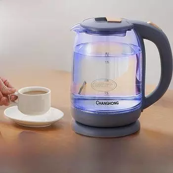 Электрический стеклянный чайник Hemisphere для дома или офиса - автоматический небольшой чайник 1.8L синий