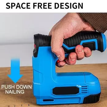 Электрический степлер Lithy-ion CordlessNail Gun Staple Gun Nailer Stepler Furniture DIY Tool Wood Frame Multitool Nail Stepler Gun синий