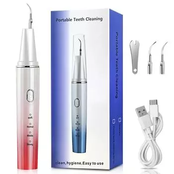 Электрический стоматологический скалер для домашнего использования, приложение для удаления зубного камня, визуальный ультразвуковой светодиодный светильник, 4 режима очистки, инструмент для отбеливания зубов синий