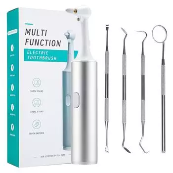 Электрический стоматологический скалер Полировщик зубов Очиститель для отбеливания зубов 5 в 1 Электрическая зубная щетка Пятна Налет Удаление зубного камня Уход за полостью рта