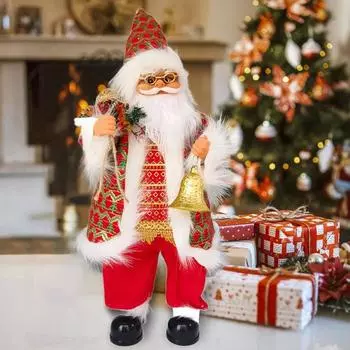 Электрический танцующий Санта-Клаус, игрушка на батарейках, стоящая и поющая, плюшевая кукла Санта, настольное украшение, рождественский Санта, праздничные атрибуты